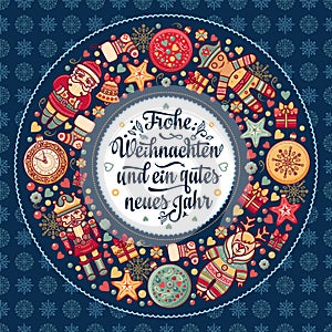 Frohe Weihnachten. Neues Jahr. Congratulations in German language. Happy Christmas in Deutschland. photo