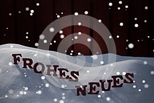 Frohes Neues Means Happy New Year With Snowflakes