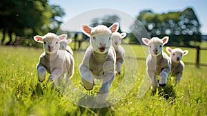 frolicking summer sheep farm photo