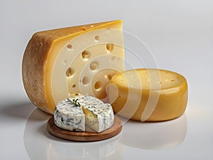 Fromage Chic. Single Shot of Cheese Against a White Backdrop