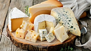 Fromage Galore: A Tempting Array of Delectable Cheeses on a Rustic Wooden Board []
