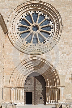 facade of access to the monastery of Santa MarÃÂ­a de Huerta, Soria, Spain photo