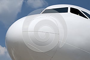 The front of an aircraft in close up