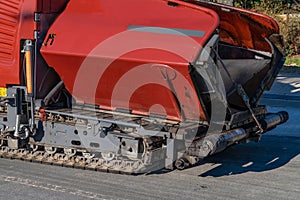 Front of asphalt crawler paving machine