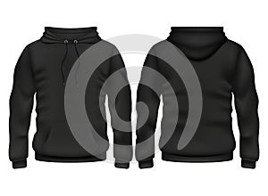 Front and back black hoodie vector template