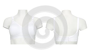 Front and back images of a ladies bra on a mannequin