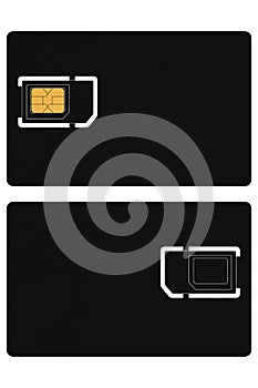 Front and back of mobile SIM card