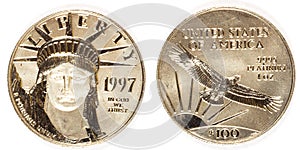 Front and Back Platinum Hundred Dollar Coin