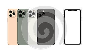 Front and back side Iphone 11. Vector simple graphic illustration. Icon smartphone isolated on background.