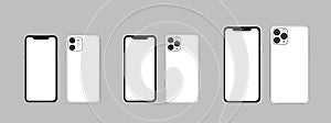 Front and back side new Iphone 11 Pro Max. Vector simple graphic illustration.