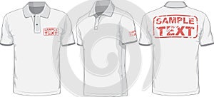 Front, back and side views of polo-shirt. Vector photo