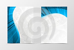 Front and back technologic wave flyer template design