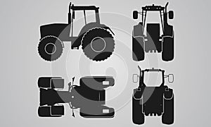Front, back, top and side tractor projection