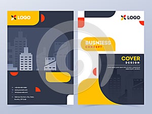 Front and back view of cover page or template design layout.