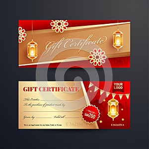Front and back view of Gift Certificate or voucher layout