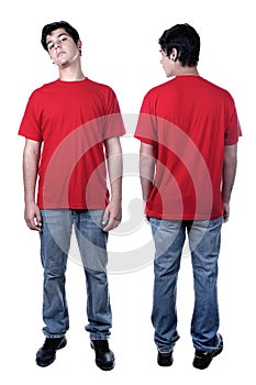 Front and back of young man standing