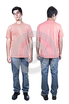 Front and back of young man standing