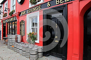 Front of Bill Chawke Bar and beer garden,established 1846, Village of Adare,Ireland,October,2014