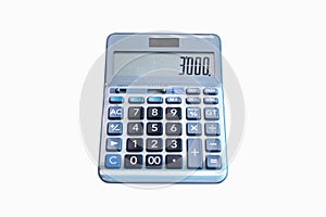 Front Black, grey digital calculator Isolated on white background.