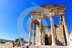 Front of the Capitol Ruins in Dougga, Tunisia