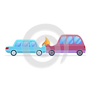 Front car accident icon, cartoon style