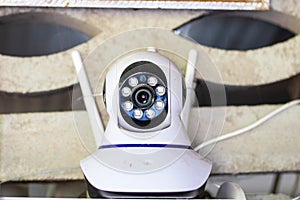 Front of cctv or closed circuit camera surveillance camera attached