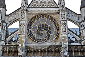 Front of a church with its glass and buttresses in London