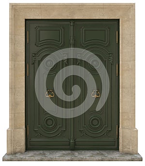 Front classic doors for a classic house in europe or asia