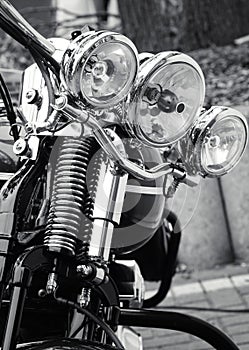 Front of a classical motorcycle