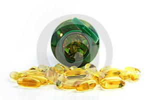 Front close up of fish oil caplet