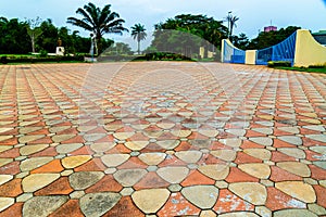 The front courtyard of St. Paul`s Catholic Cathedral Abidjan Ivory Coast.