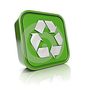 Front 3D green icon with recycling logo photo