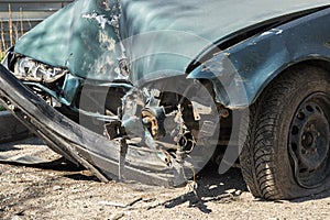 Crashed car closeup