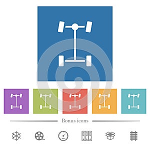 Front differential flat white icons in square backgrounds