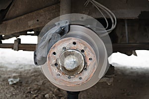 Front disk brake on a old car