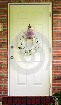 Front door of a brick house