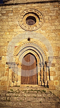 Front door of Church of Santa Maria del Azogue in Puebla de Sanabria