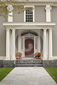 Front Door with Front Porch and Pillars