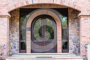 Front Door Home Arch Stone Wood