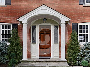 Front door with portico cover