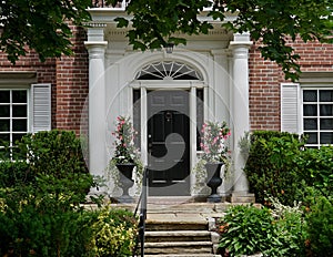 Front door with portico entrance photo
