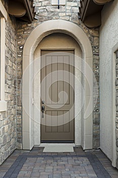 Front door with stone exterior