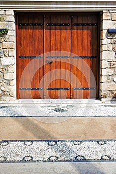 Front door of traditional mansion in Spetses island