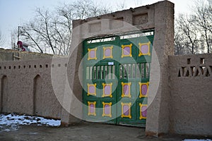 The front door of Uighur characteristic dwellings