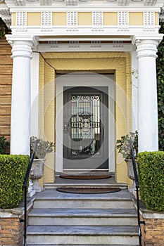 Front door, vertical with yellow paint