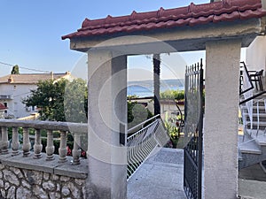 Front door of a villa with sea view