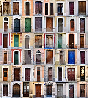 Front doors, Barcelona, Spain