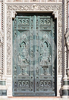 Front doors of Cathedral of Santa Maria del Fiore, Florence - Italy