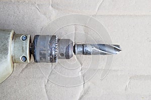 The front of the electric hand drill. Drill and chuck