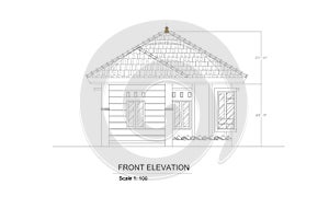 front elevation 1st house with a building area 8 x 7